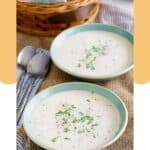 Two bowls of Grandma's old-fashioned potato soup.